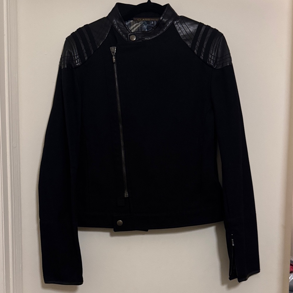 Vintage Class Roberto Cavalli Cotton Moto Jacket with Leather Detail
